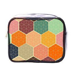 Abstract Hex Hexagon Grid Pattern Honeycomb Mini Toiletries Bag (one Side)