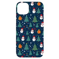 Snow Snowman Tree Christmas Tree Iphone 14 Plus Black Uv Print Case