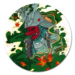 Armor Japan Maple Leaves Samurai Mask Cut Magnet 5  (round) by Ndabl3x