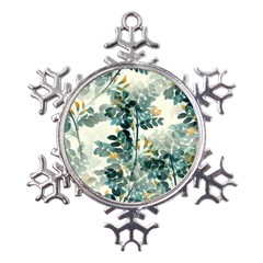 Vintage Retro Flowers Leaves Foliage Plants Metal Large Snowflake Ornament