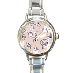 Abstract Leaf Nature Natural Beautiful Summer Pattern Round Italian Charm Watch