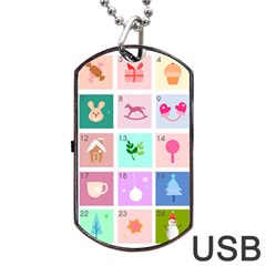 Christmas Wreath Advent Dog Tag Usb Flash (two Sides)