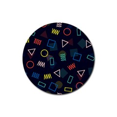 Memphis Seamless Patterns Abstract Jumble Textures Rubber Coaster (round)