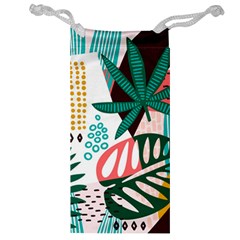 Abstract Seamless Pattern With Tropical Leaves Jewelry Bag