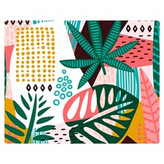 Abstract Seamless Pattern With Tropical Leaves Two Sides Premium Plush Fleece Blanket (teen Size)