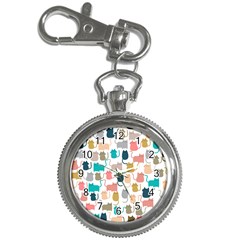 Cute Seamless Pattern Happy Kitty Kitten Cat Key Chain Watches