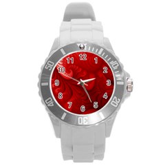 Lachs Kl Rotweissschwarz Kl Round Plastic Sport Watch (l)