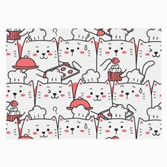 Cute Cat Chef Cooking Seamless Pattern Cartoon Large Glasses Cloth by Bedest