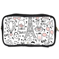 Big Collection With Hand Drawn Objects Valentines Day Toiletries Bag (two Sides)