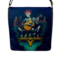 Grateful Dead Singing Skeleton Flap Closure Messenger Bag (l)