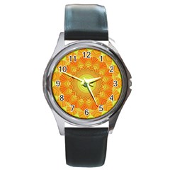 Sunshine Sunny Sun Abstract Yellow Round Metal Watch