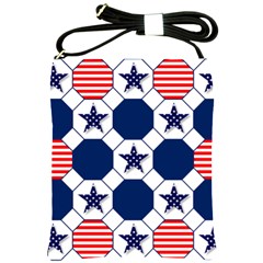 Patriotic Symbolic Red White Blue Shoulder Sling Bag by Ravend