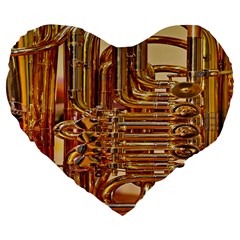 Tuba Valves Pipe Shiny Instrument Music Large 19  Premium Heart Shape Cushions