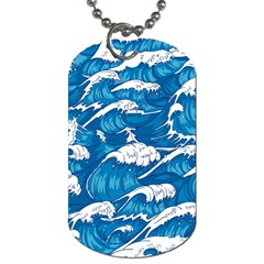 Storm Waves Seamless Pattern Raging Ocean Water Sea Wave Vintage Japanese Storms Print Illustration Dog Tag (one Side) by Ket1n9