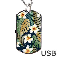 Seamless Pattern With Tropical Strelitzia Flowers Leaves Exotic Background Dog Tag Usb Flash (one Side)