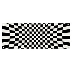 Illusion Checkerboard Black And White Pattern Banner And Sign 8  X 3 