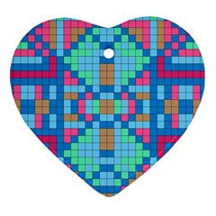 Checkerboard Square Abstract Heart Ornament (two Sides)