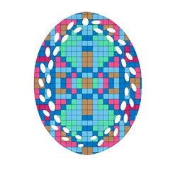 Checkerboard Square Abstract Oval Filigree Ornament (two Sides)