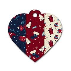 Flat Design Christmas Pattern Collection Art Dog Tag Heart (two Sides)