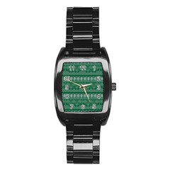 Christmas Knit Digital Stainless Steel Barrel Watch by Mariart