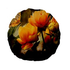 Yellow Butterfly Flower Standard 15  Premium Round Cushions