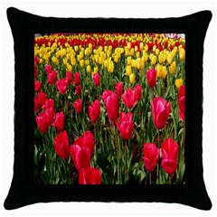 Yellow Pink Red Flowers Throw Pillow Case (black)