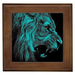 Angry Male Lion Predator Carnivore Framed Tile