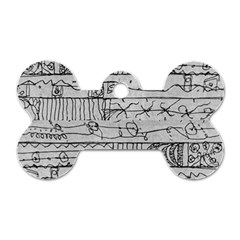Black And White Hand Drawn Doodles Abstract Pattern Bk Dog Tag Bone (two Sides)