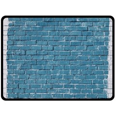 White And Blue Brick Wall Two Sides Fleece Blanket (large) by Azkajaya