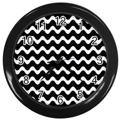 Wave-black White Wall Clock (Black)