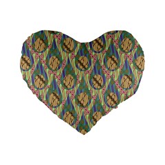 Tribal Background Boho Batik Standard 16  Premium Flano Heart Shape Cushions