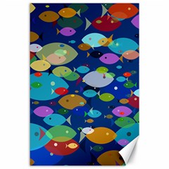 Illustrations Sea Fish Swimming Colors Canvas 24  X 36 