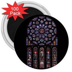 Chartres Cathedral Notre Dame De Paris Stained Glass 3  Magnets (100 Pack) by Grandong