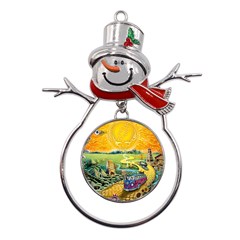 Grateful Dead Golden Road Metal Snowman Ornament