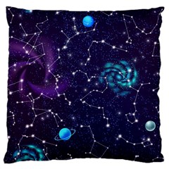 Realistic Night Sky Poster With Constellations Large Cushion Case (two Sides)