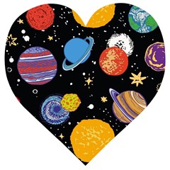 Space Galaxy Art Cute Art Wooden Puzzle Heart by Perong