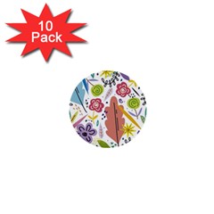 Summer Flowers Spring Background 1  Mini Buttons (10 pack) 