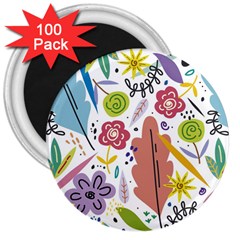 Summer Flowers Spring Background 3  Magnets (100 pack)