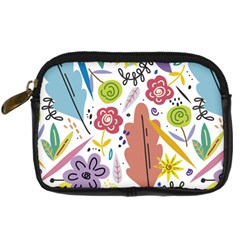 Summer Flowers Spring Background Digital Camera Leather Case