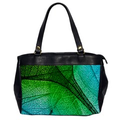 3d Leaves Texture Sheet Blue Green Oversize Office Handbag