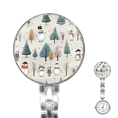 Snowman Snow Christmas Stainless Steel Nurses Watch