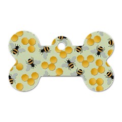 Bees Pattern Honey Bee Bug Honeycomb Honey Beehive Dog Tag Bone (two Sides)