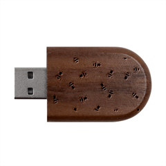 Bees Pattern Honey Bee Bug Honeycomb Honey Beehive Wood Oval Usb Flash Drive