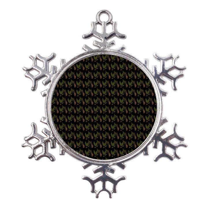 Fern Pattern 2 Black Metal Large Snowflake Ornament