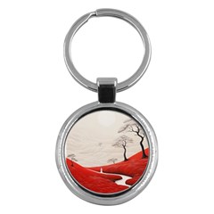 Trees Forest Path Key Chain (round)