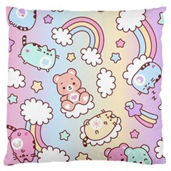 Usheen Carebears, Bears, Cat, Colorful, Cute, Pastel, Pattern Standard Premium Plush Fleece Cushion Case (one Side)