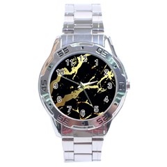 Marble Black, Kiss, Gold, Pretty Stainless Steel Analogue Watch