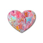 Marbling art Rubber Coaster (Heart) Front