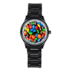 Colorful Candy Background, Close-up Stainless Steel Round Watch