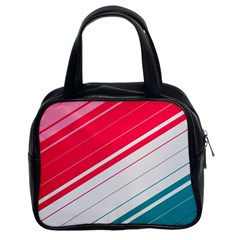 Red White Teal Stripes Classic Handbag (two Sides)